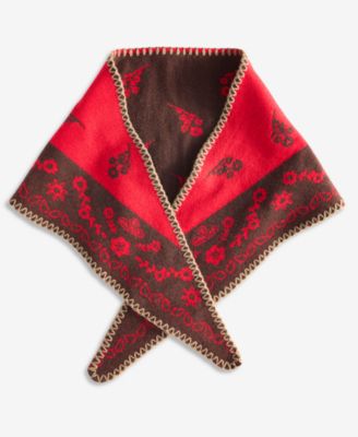 Women's Paisley Bandana Print Triangle Knit Scarf