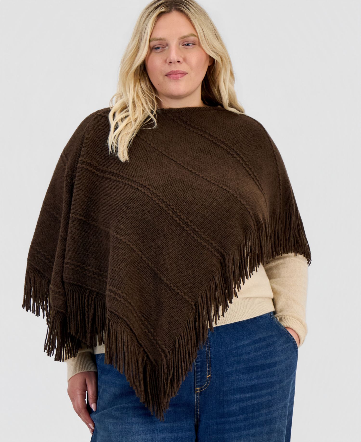 Women's Raschel Knit Triangle-Hem Topper, Macy's Exclusive
