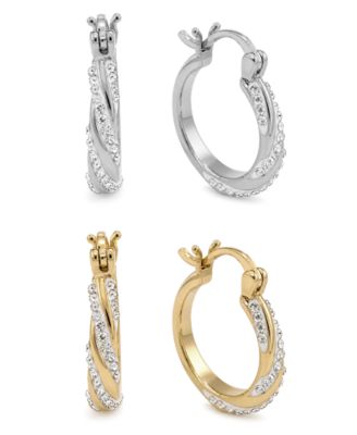 Crystal Swirl Hinged Hoop Duo Earrings