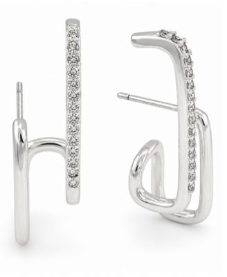 And Now This High Polished Clear Crystal Post Earring, Gold Plate and Silver Plate