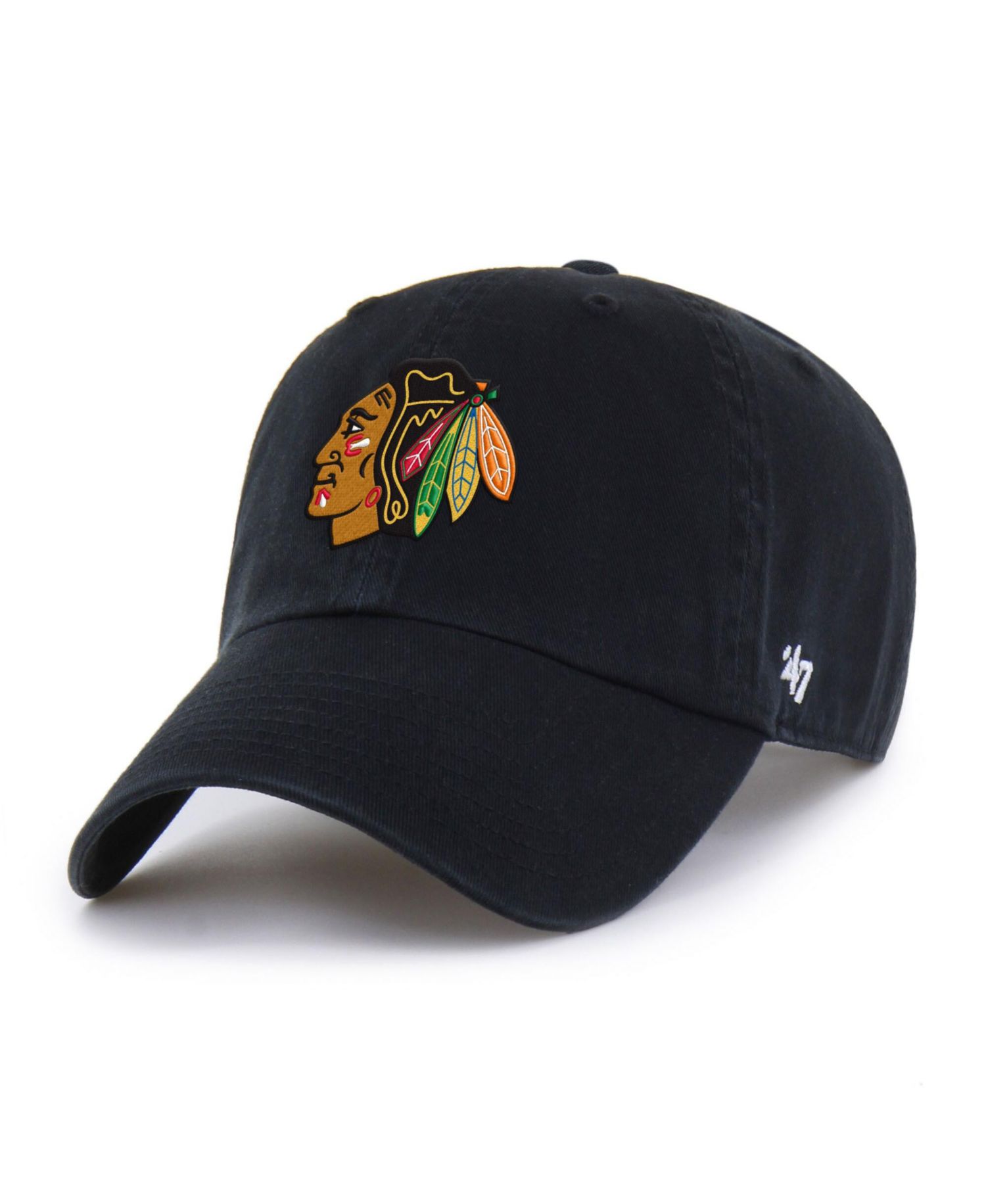 Men's and Women's Black Chicago Blackhawks Heritage Flag Clean Up Adjustable Hat