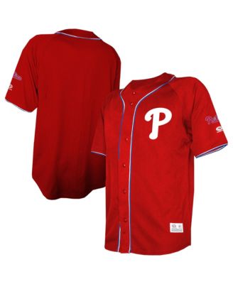 Men's Red Philadelphia Phillies Team Color Full-Button Fashion Jersey