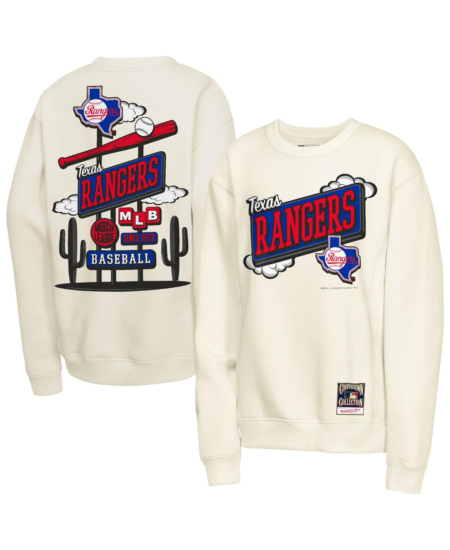 Детская толстовка Mitchell & Ness Natural Texas Rangers Retro Billboard — фото 1