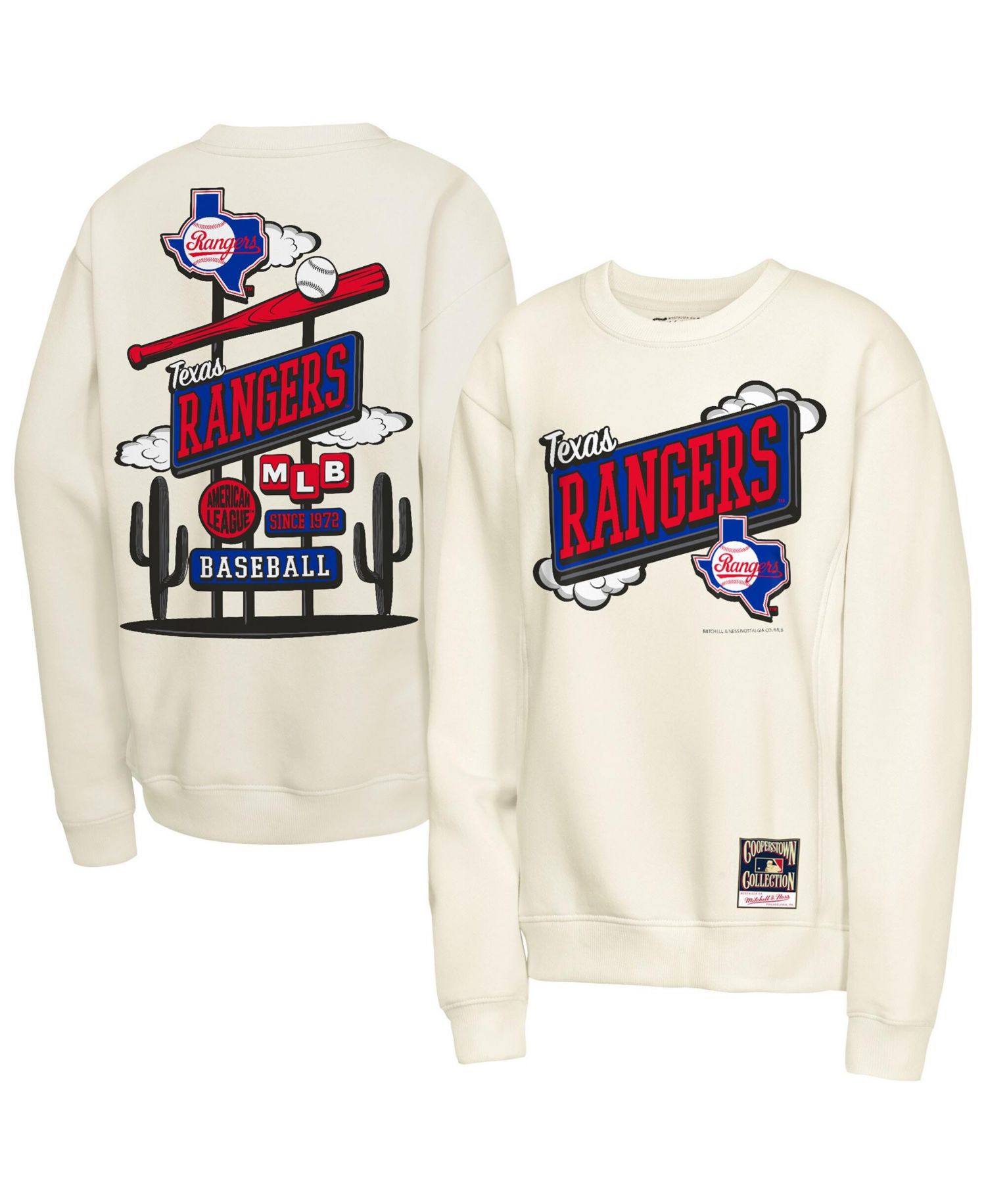 Big Boys and Girls Natural Texas Rangers Retro Billboard Sweatshirt