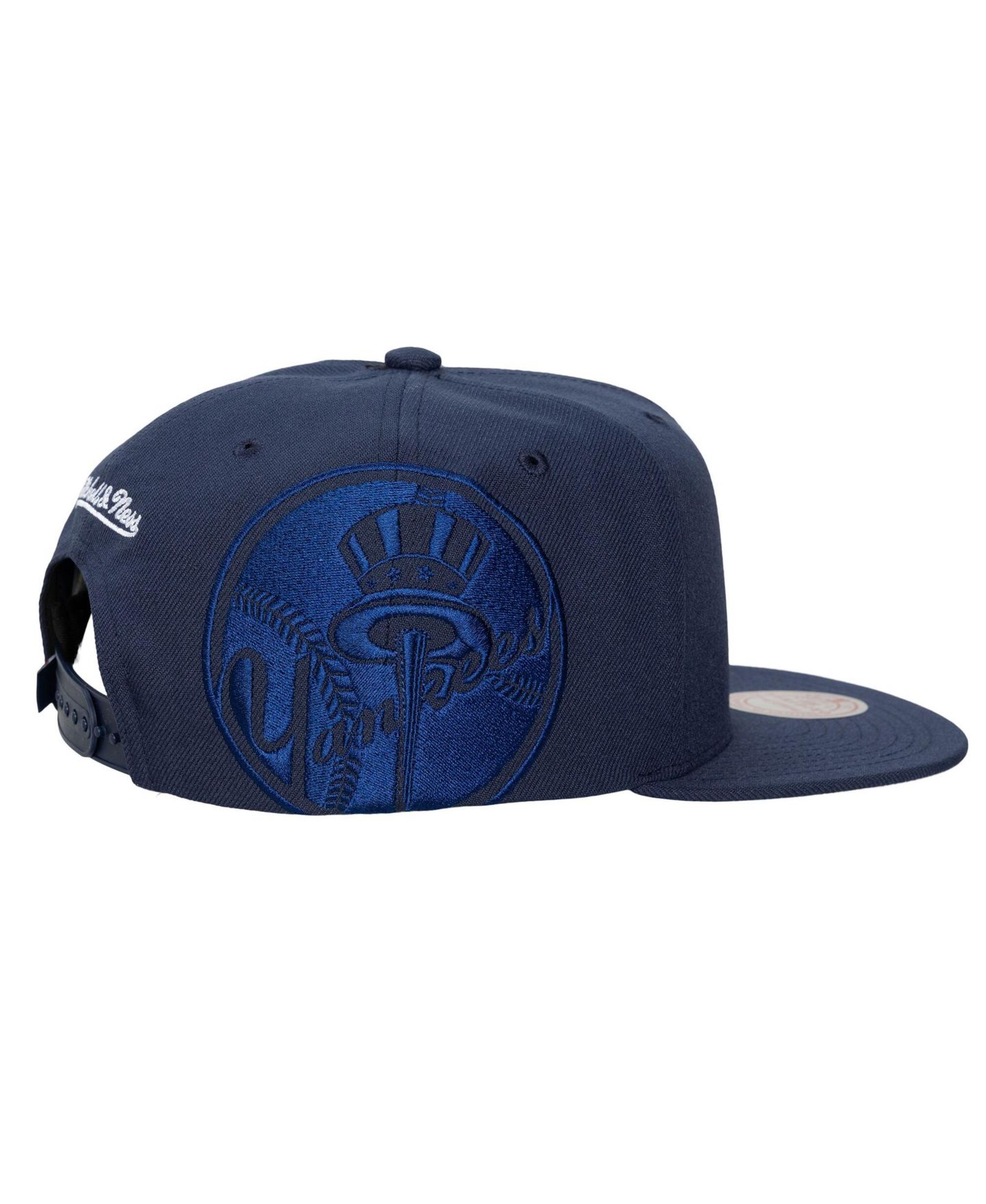 Кепка Mitchell & Ness Navy New York Yankees Side Logo Snapback Hat — фото 3