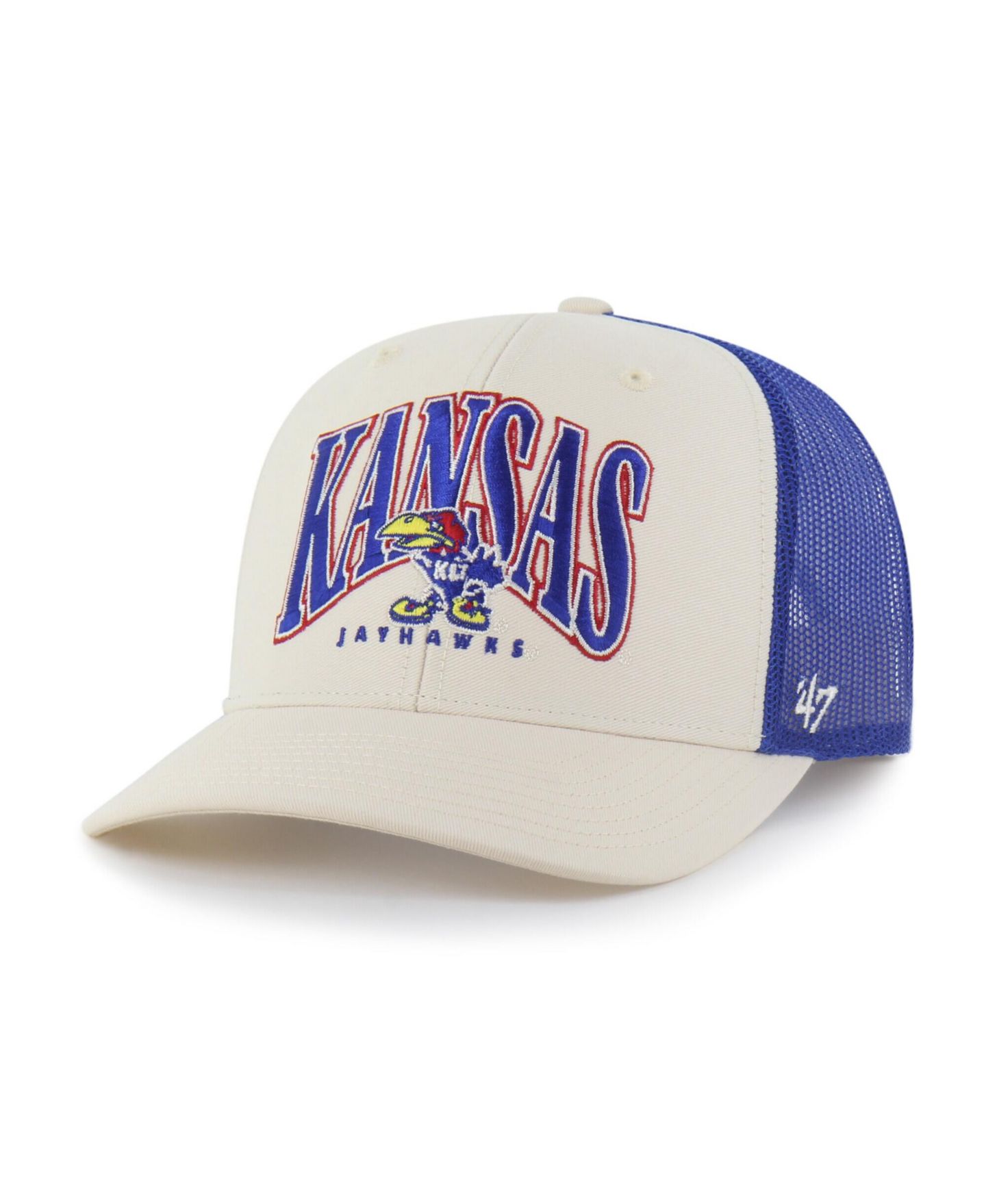Мужская кепка '47 Brand Natural Kansas Jayhawks Drawbridge Trucker Adjustable Hat — фото 1