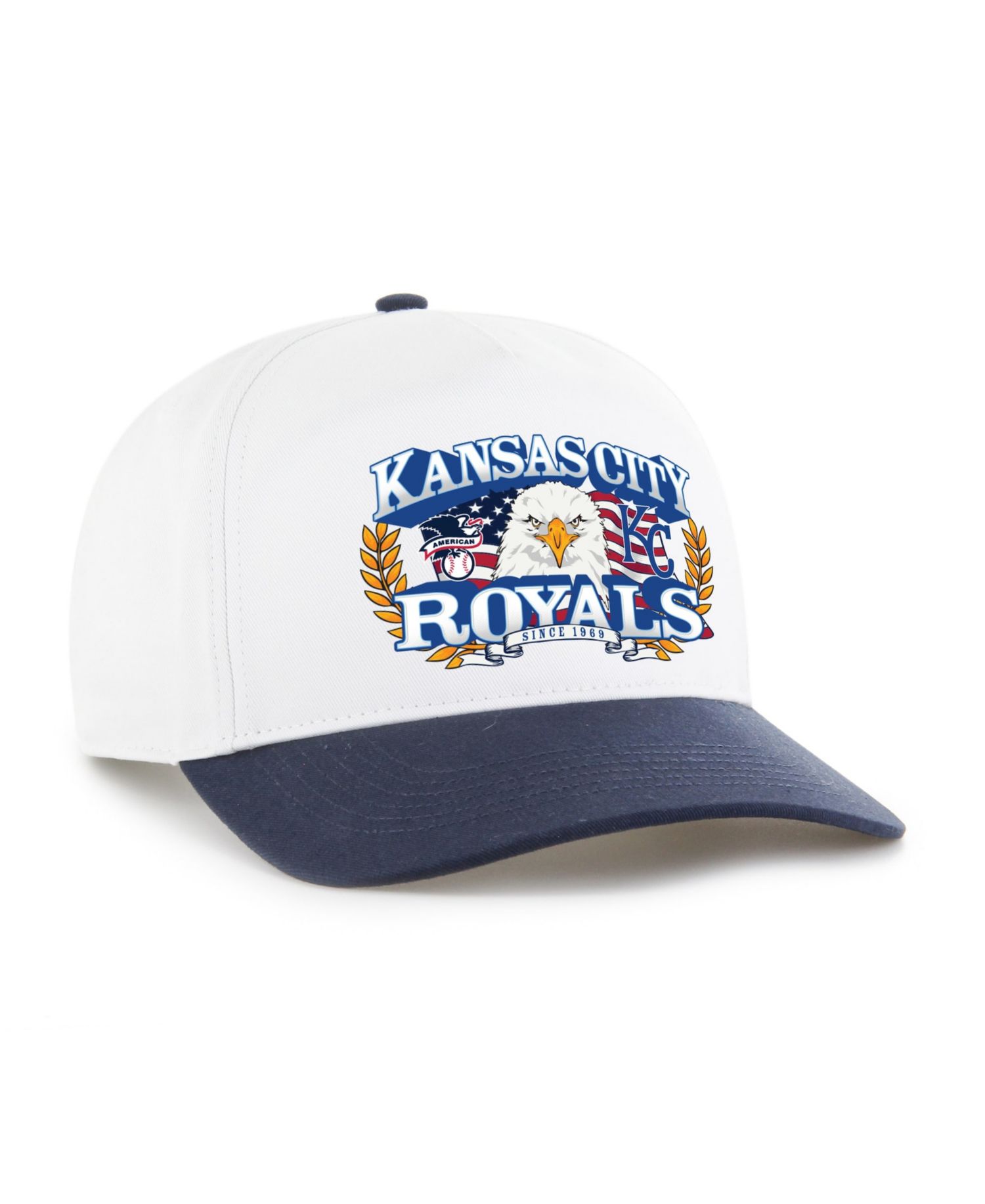 Men's White/Navy Kansas City Royals Americana Eagle Hitch Adjustable Hat