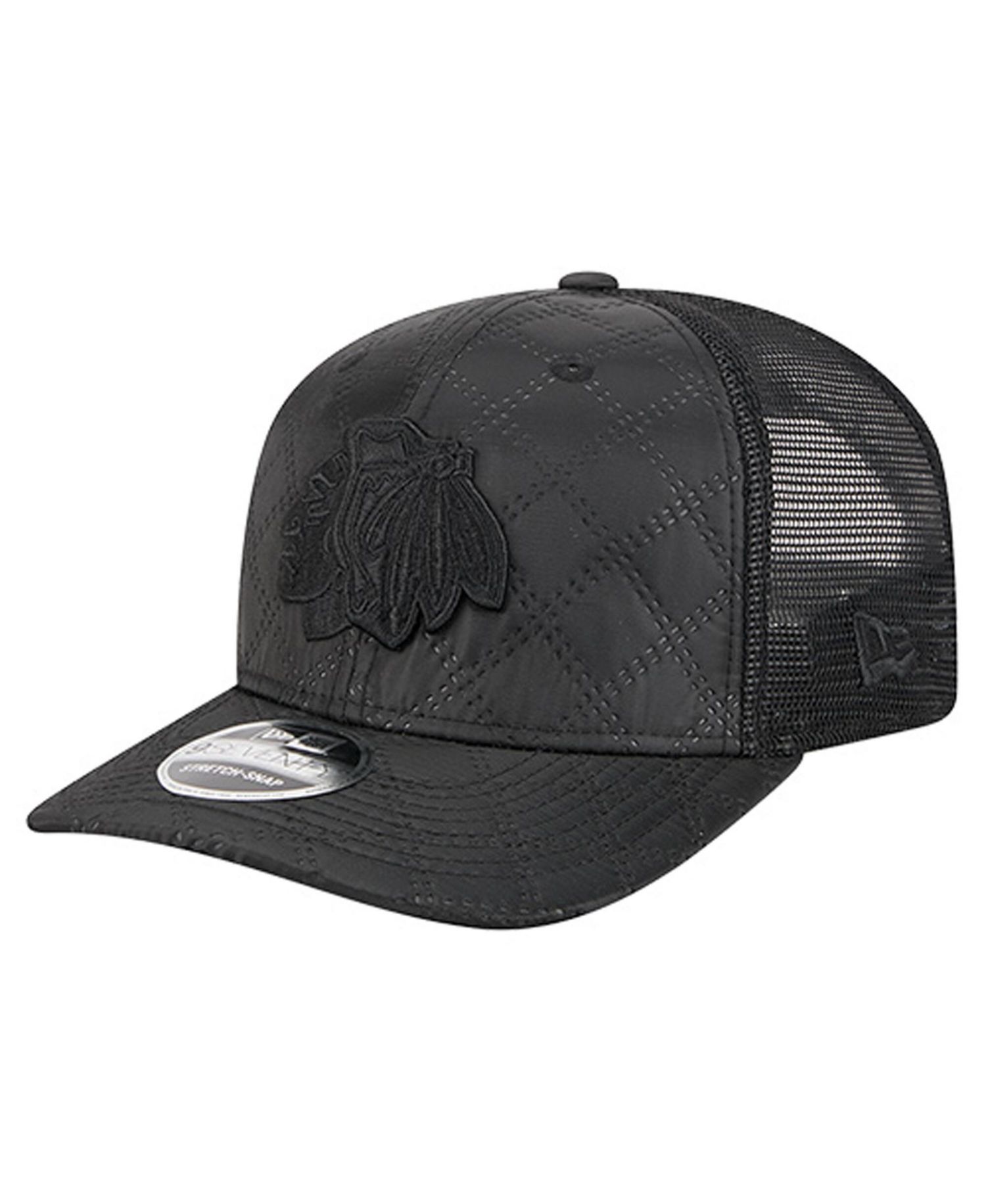 Men's Black Chicago Blackhawks Quilted 9SEVENTY Adjustable Trucker Hat