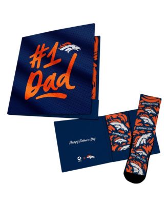 Men's and Women's Navy Denver Broncos #1 Dad Gift Card Socks