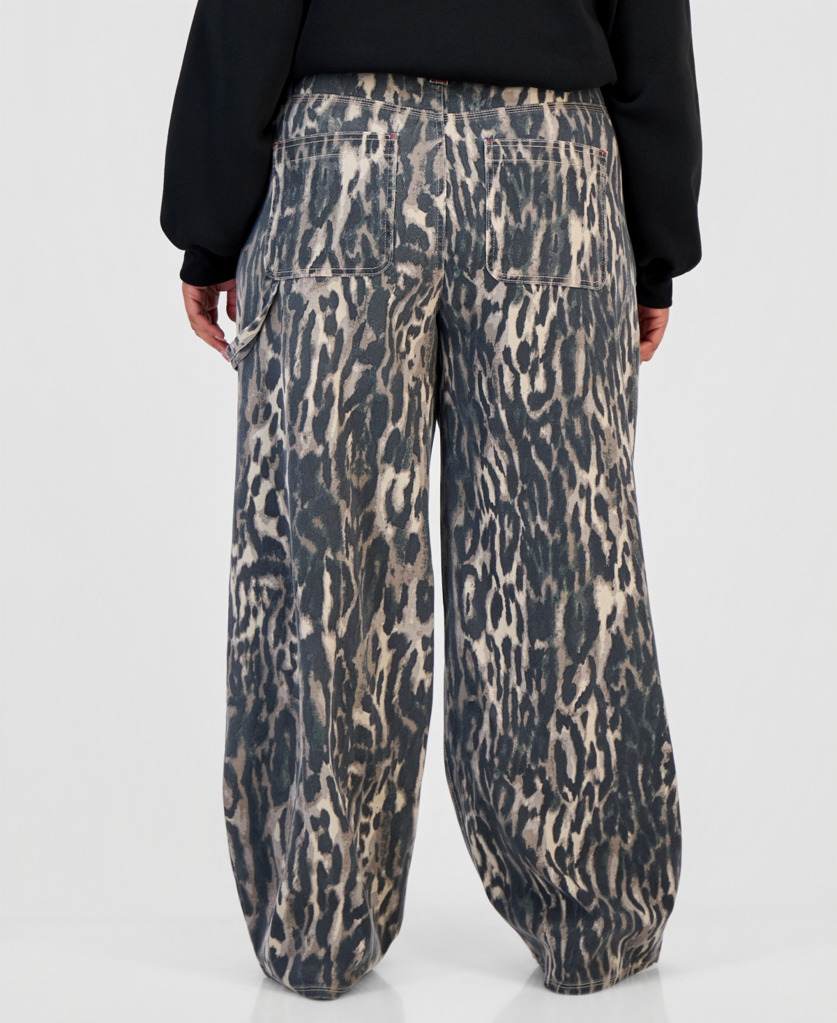 Madden Girl Trendy Plus Ultra 90s Printed Carpenter Jeans