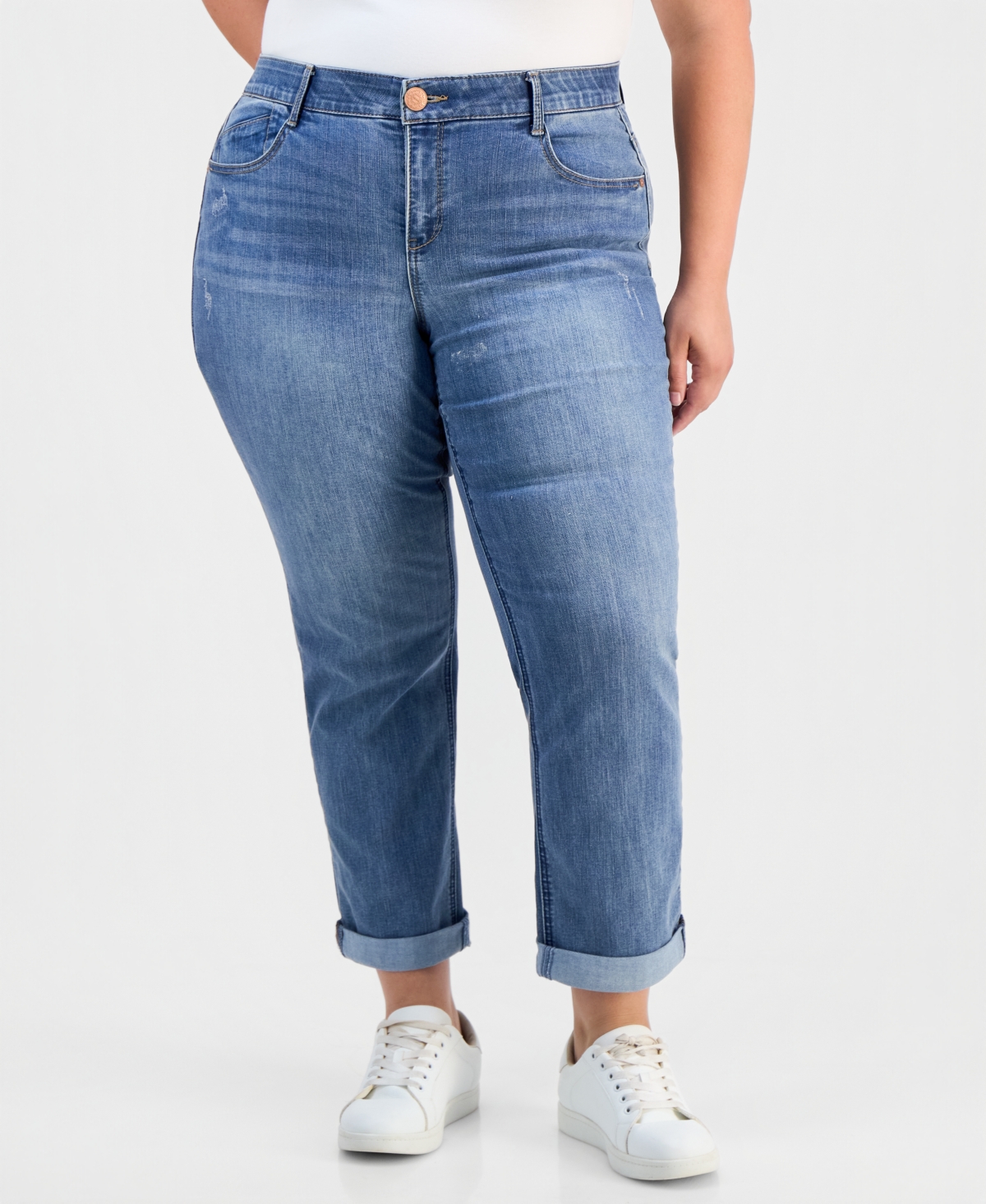 Democracy Plus Size Girlfriend Absolution Straight-leg Jeans In Blue