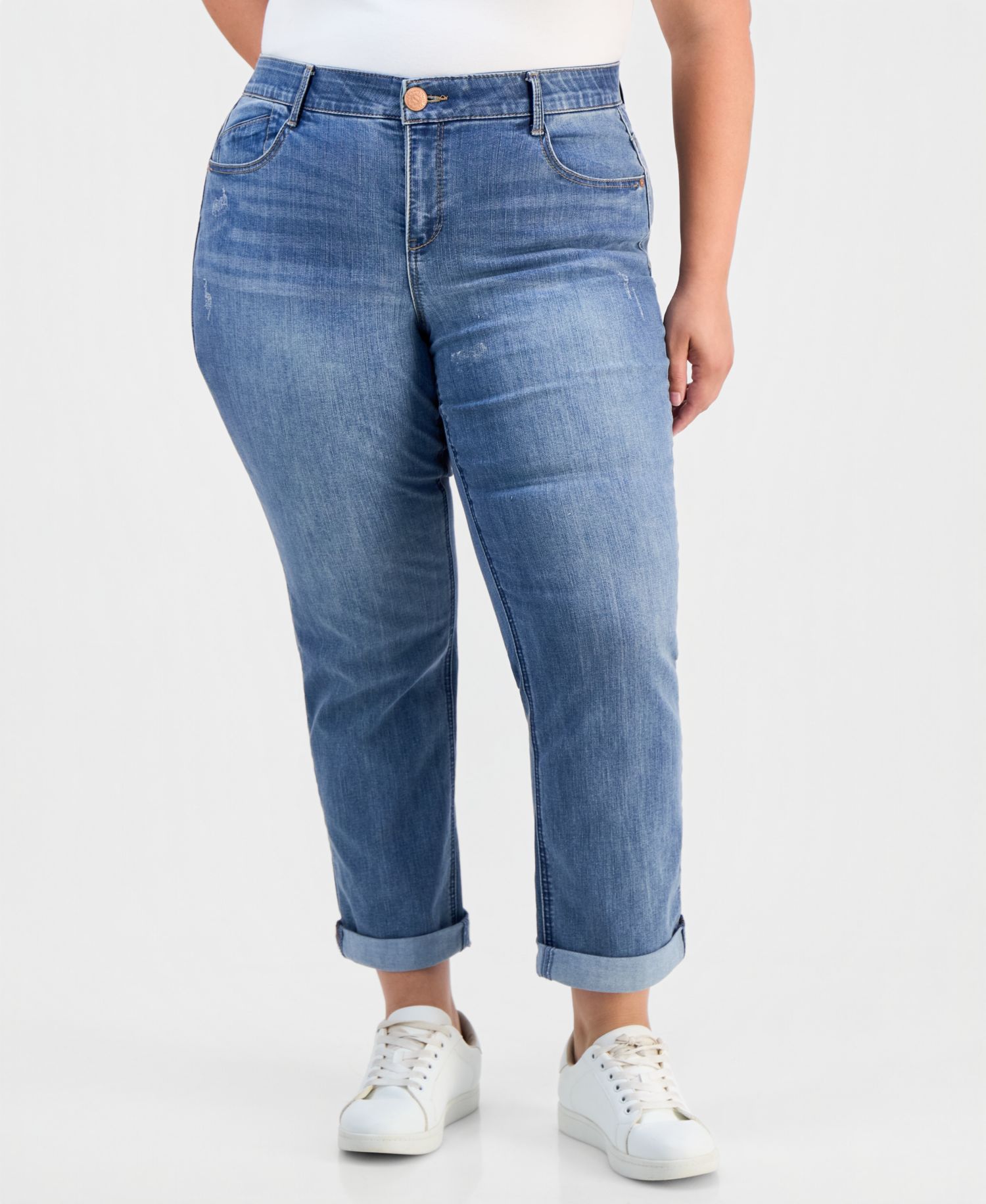 Plus Size Girlfriend AbSolution Straight-Leg Jeans