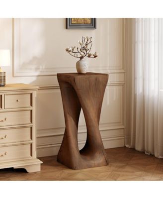 Twisted Spiral Hollow Lightweight Concrete Side Table 200lbs No Assembly Indoor Outdoor End Table