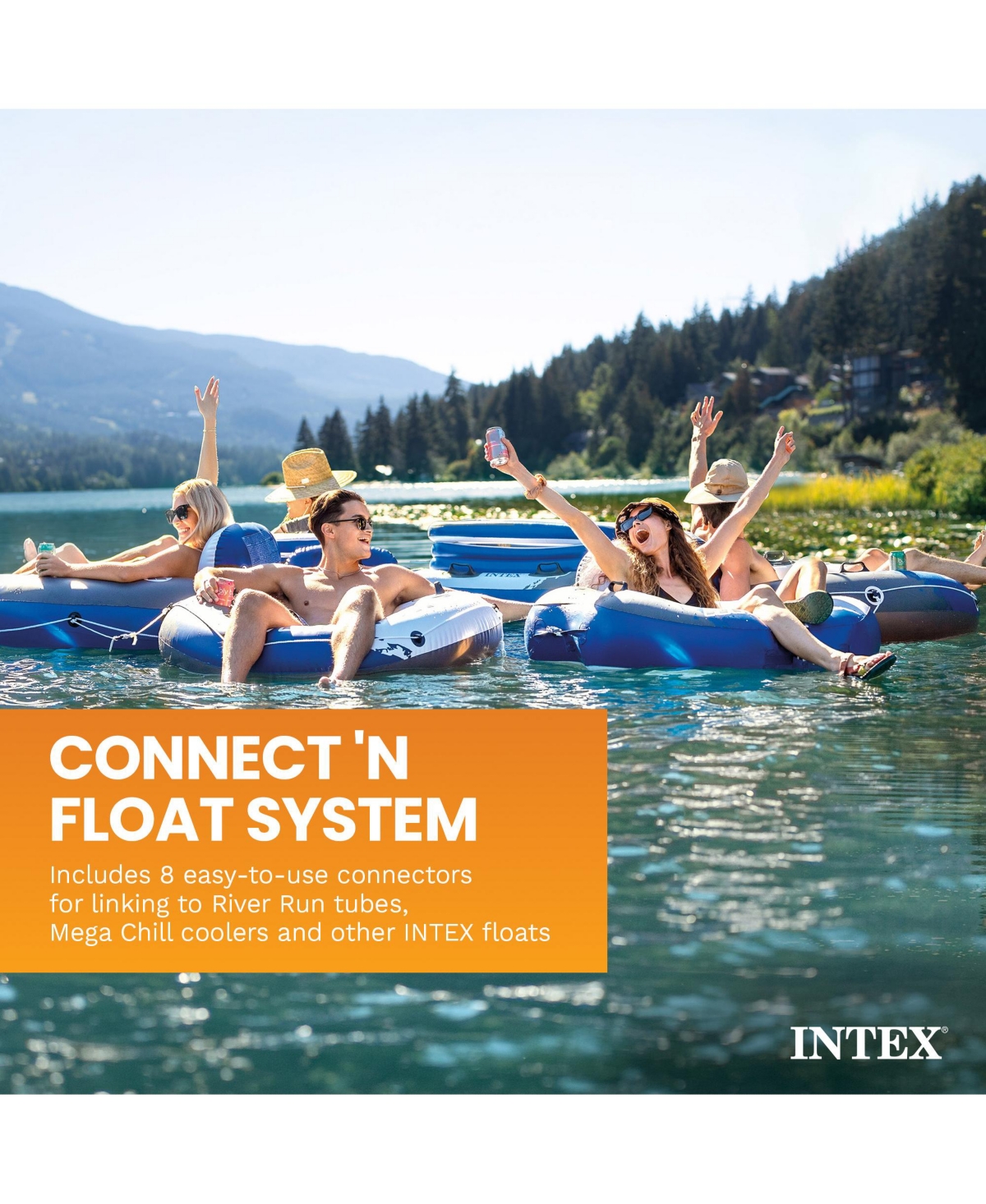 Intex River Run Connect Vinyl Lounge Inflatable Floating Water Tubes ( Pack