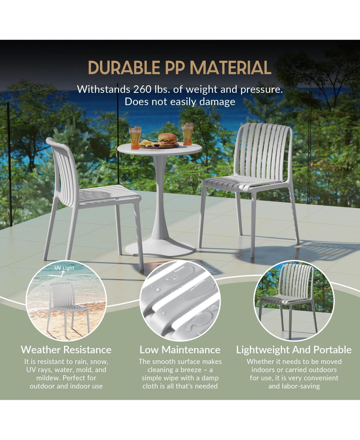 WestinTrends 5-Piece Outdoor Metal Dining Table Set And Stackable Resin Patio Chairs
