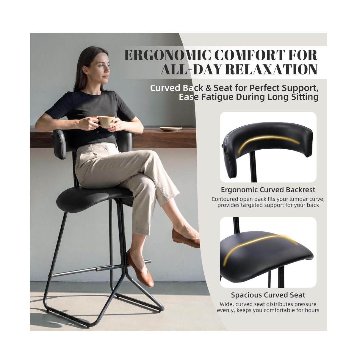 gaomon Set of 4 Outdoor/ Indoor Upholstered Faux Leather Counter Height Bar Stools