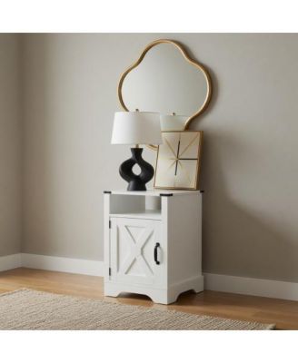 16" Width Farmhouse Nightstand with USB Charging Station