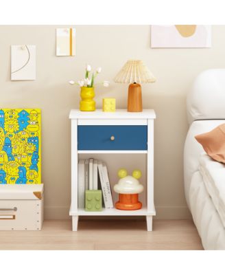 26.8"W MDF Wood Nightstand with Drawer and Shelf
