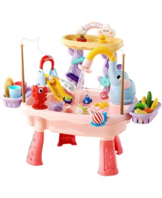 Kids Sand Water Table Electric Pump Kitchen Sink Fishing Toys