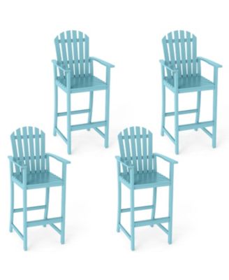 4 Piece Tall Adirondack Chair w/Back Armrests and Footrest for Balcony Porch Deck