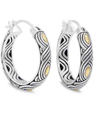 25mm Woven Hoop Earrings in Sterling Silver and 18K Gold