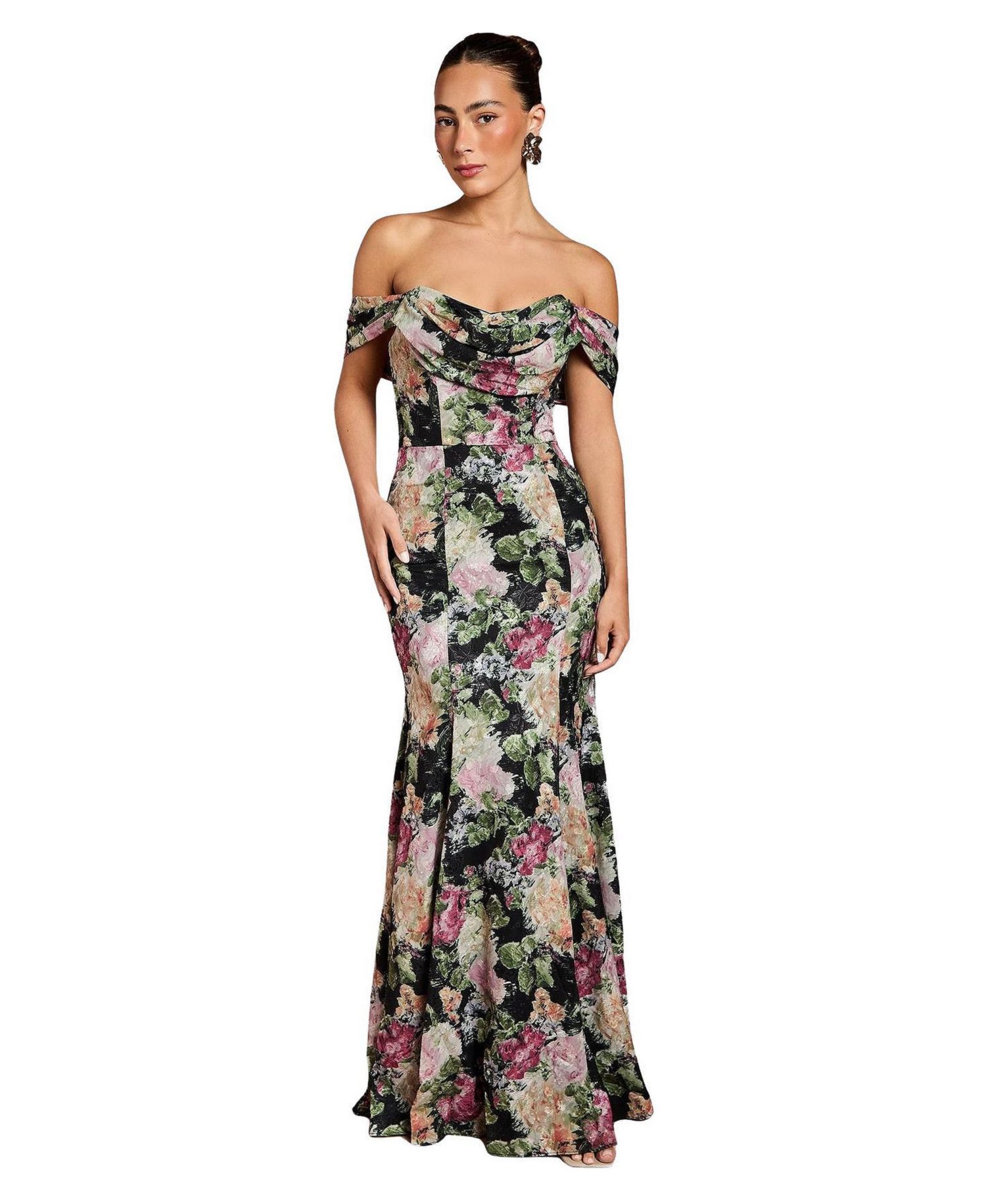 Women's Floral Bardot Maxi Dress