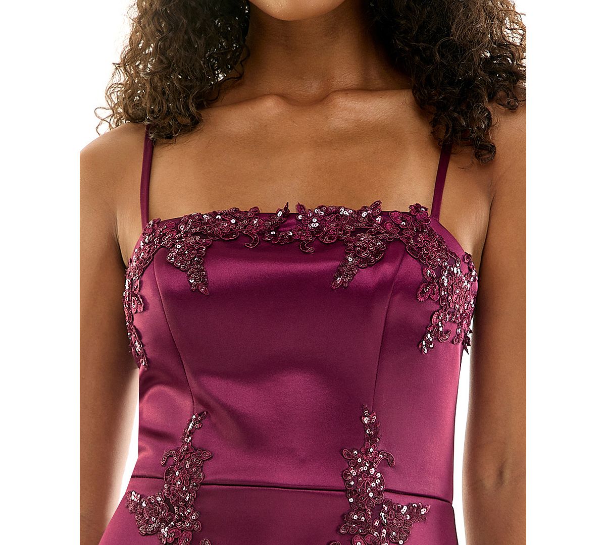 SENI & CADE Juniors' Embroidered Sequin Applique A-Line Mini Dress view 4 — MAYCSS fashion products