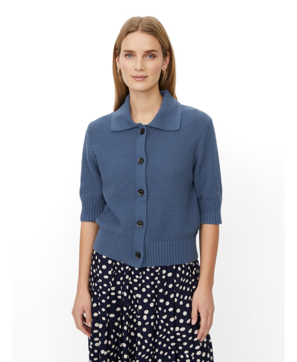 Masai Copenhagen Women's MaLiva Cropped Short Sleeve Cardigan - Ensign blue