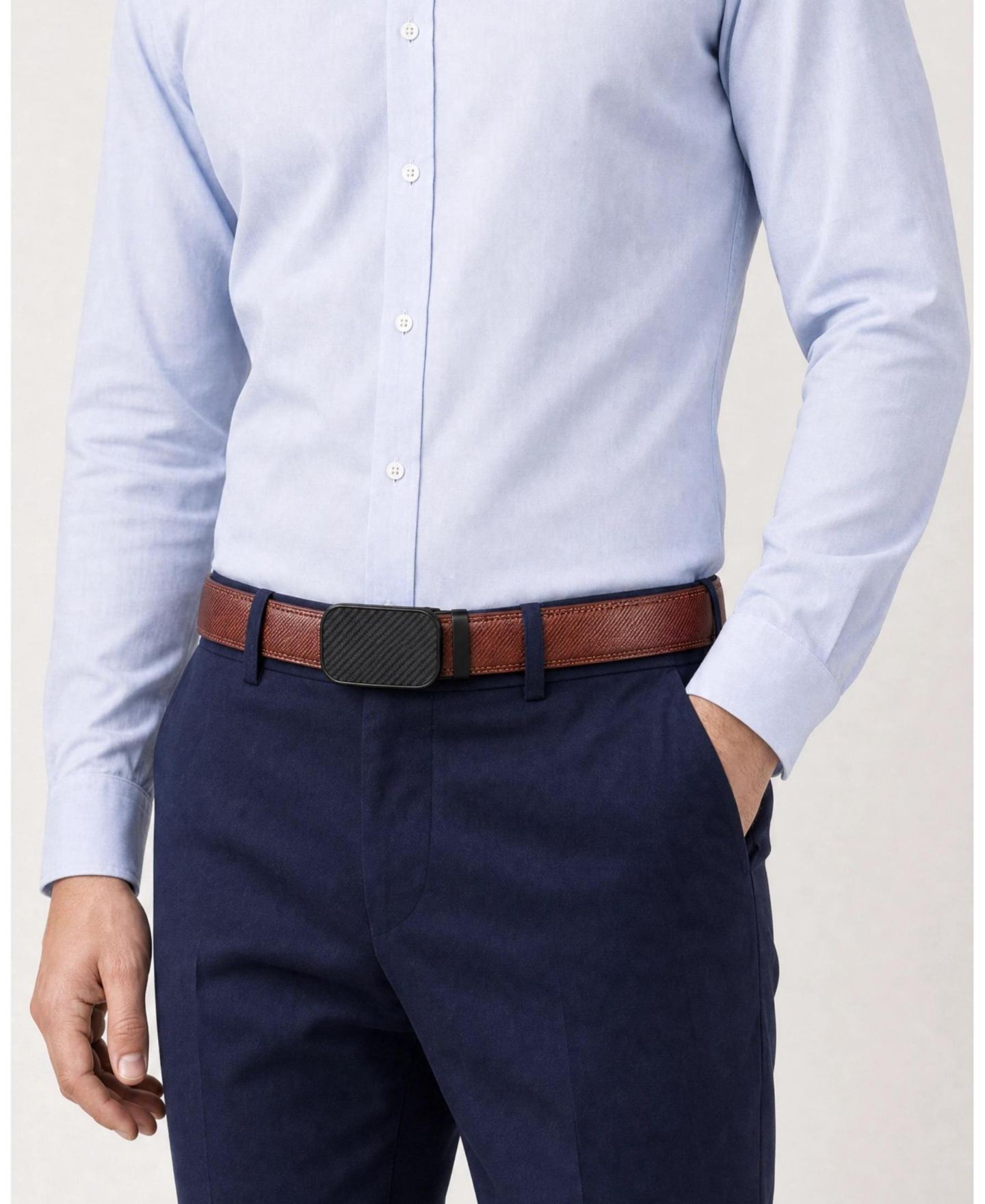 Мужской ремень Mio Marino Diagonal Weave Ratchet Belt, цвет: Hickory — фото 3