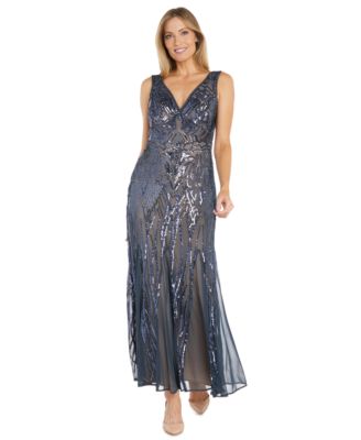 Petite Sequinned-Pattern Evening Gown