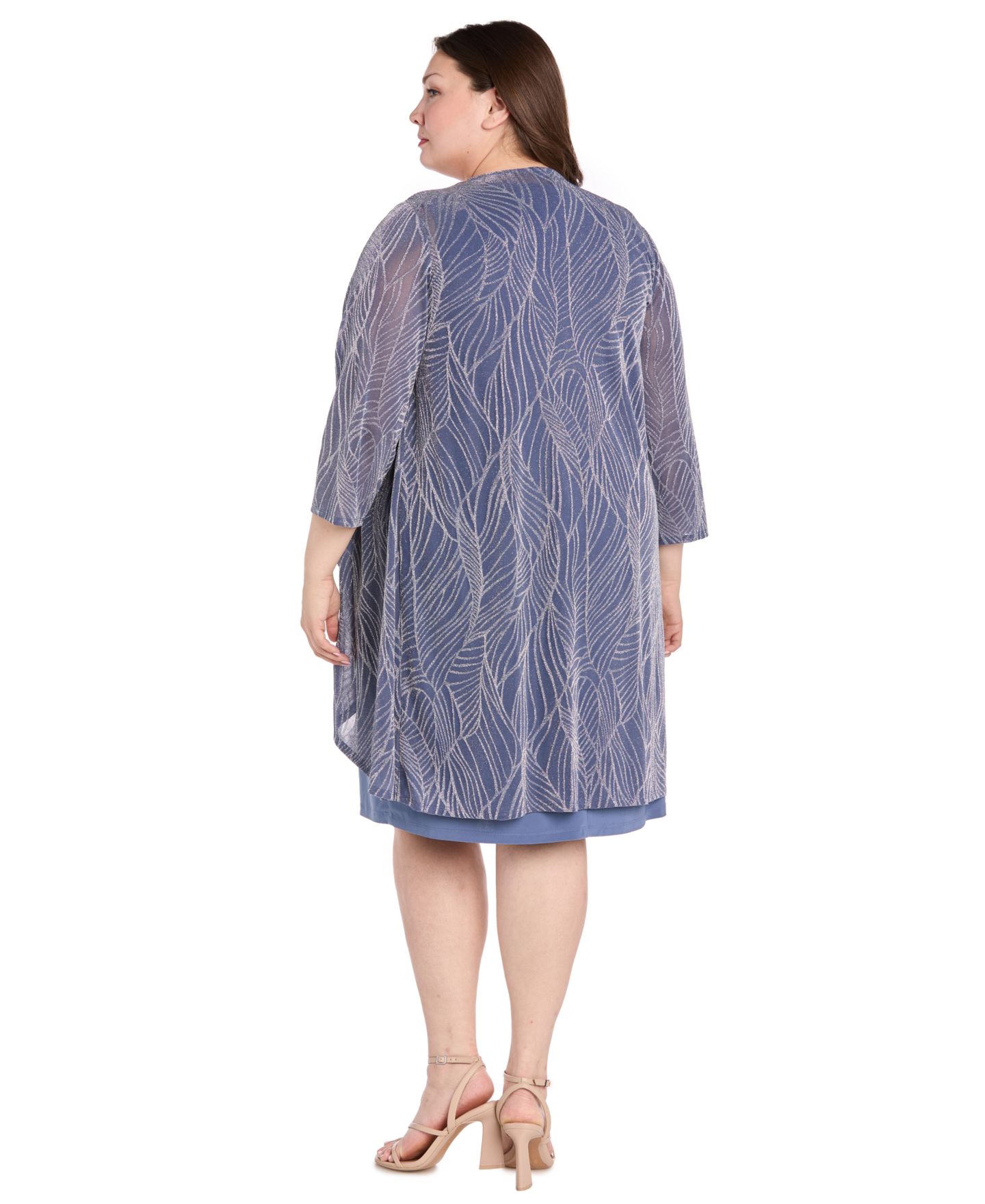 Женские комплекты R & M Richards Plus Size Ruffle Knit Dress & Jacket, 2-Piece Set, цвет: Серебряный — фото 5