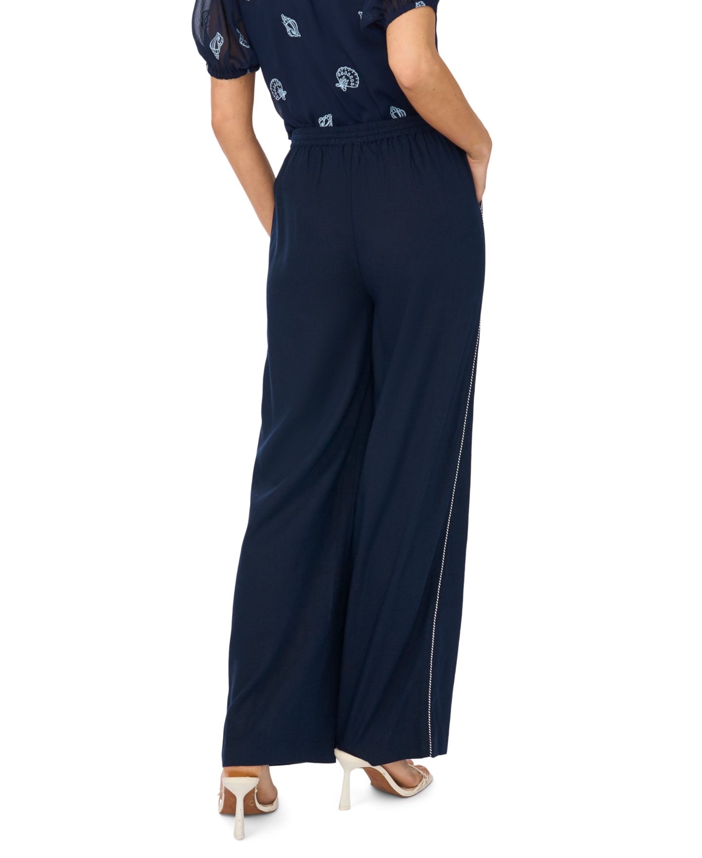 Женские брюки CeCe Pull-On Tie-Waist, цвет: Тёмно-синий — фото 4