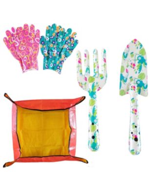 Garden Tool Set Aluminum Trowel Rake Gloves Mat Gift Women