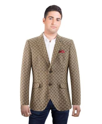 Men's Slim Fit Logo Brocade Formal Blazer