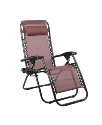 Zero Gravity Folding Reclining Lounge Chair With Side Table Cup Holder