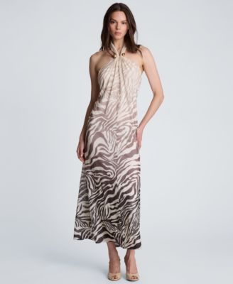 Women's Halter Neck Mesh Midi Dress
