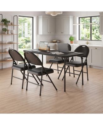 4 Pack PU Leather Cushioned Folding Chairs with Ergonomic Wide Back and Reinforced Metal Frame - Nesting Stackable Portable Seating for Events