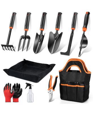 Garden Tools Set Hand Kit Tote Bag Repotting Mat Trowel Rake Pruner