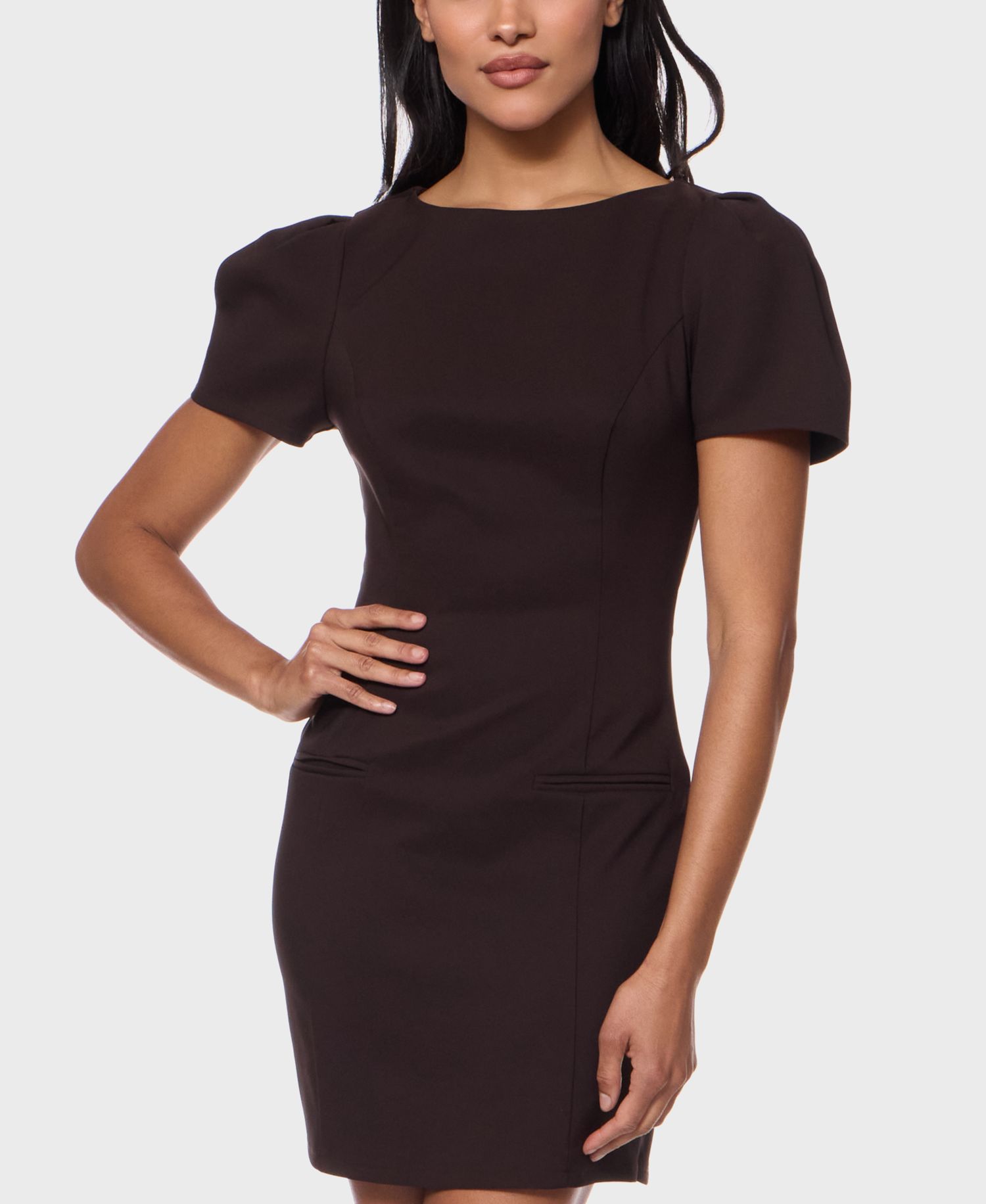 Juniors' Tailored Short-Sleeve Sheath Dress