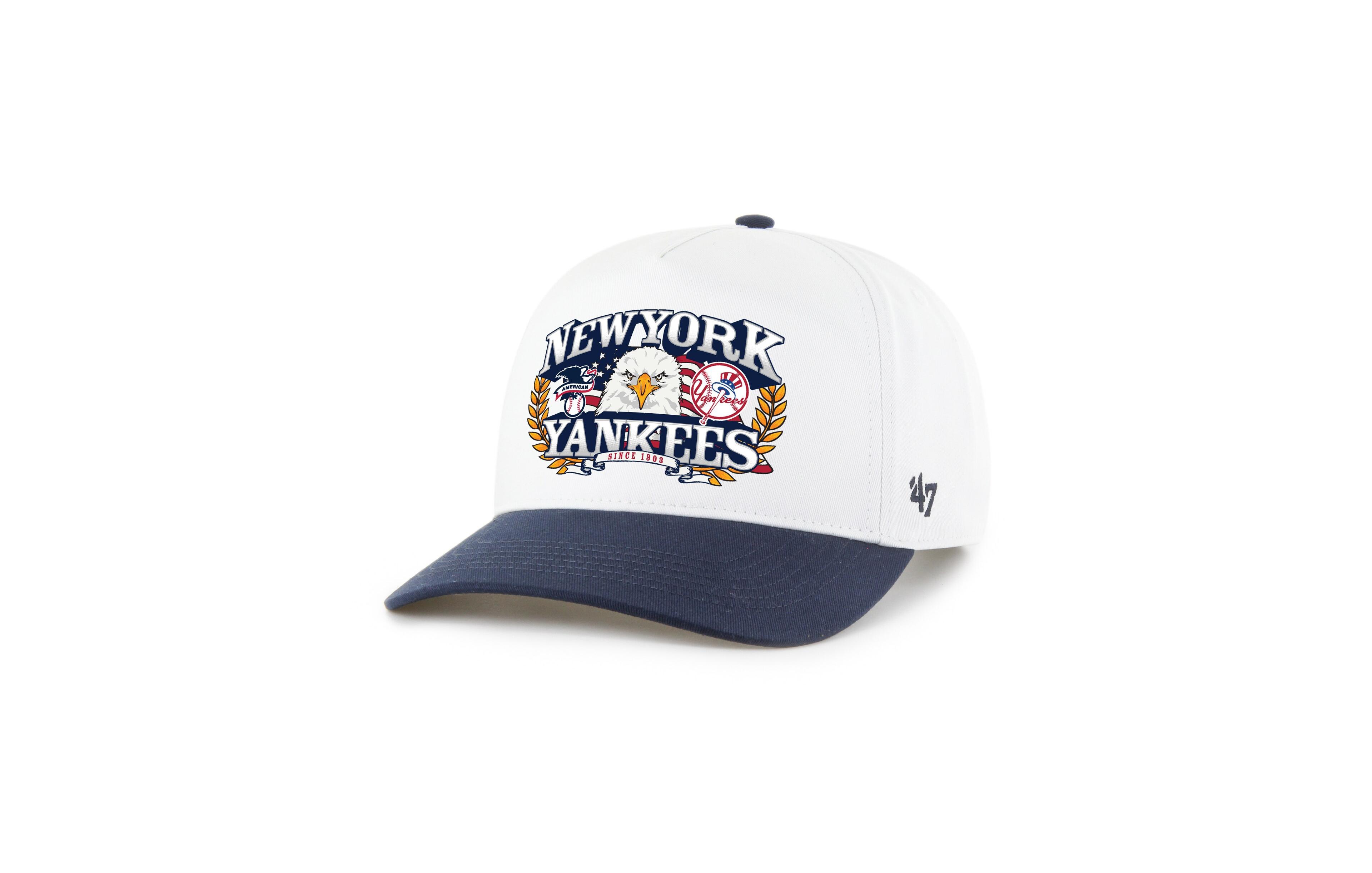 '47 Brand Men's White, Navy New York Yankees Americana Eagle Hitch Adjustable Hat