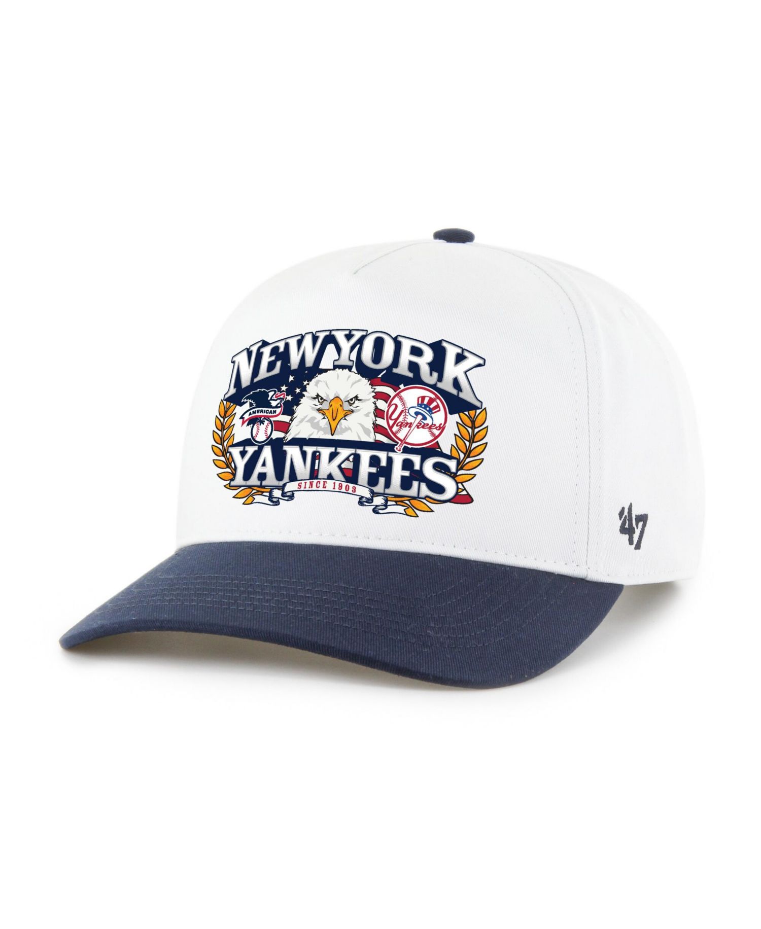 Men's White, Navy New York Yankees Americana Eagle Hitch Adjustable Hat