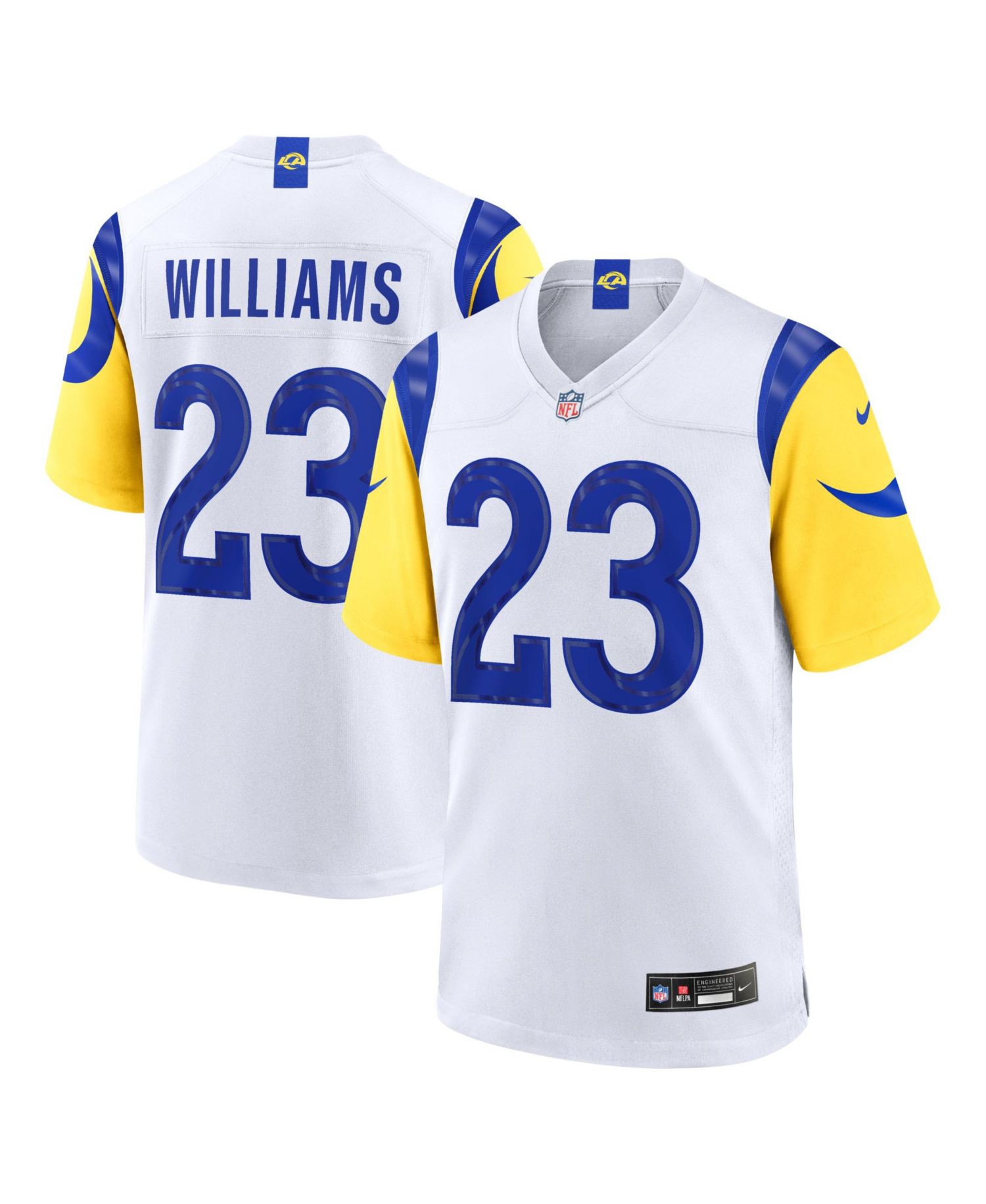 Men's Kyren Williams White Los Angeles Rams White Game Player Jersey