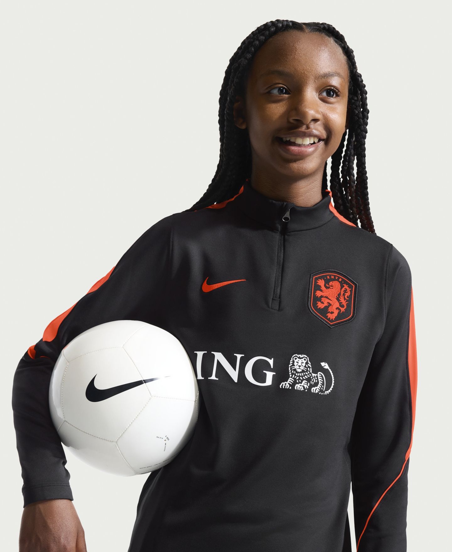 Детская тренировочная кофта Nike Netherlands 2026 Strike Dri-FIT на молнии 1/4, Black — фото 2