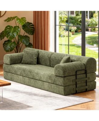78.74'' Wide Boucle Convertible Sleeper Sofa Bed, 3 Seater, Daybed