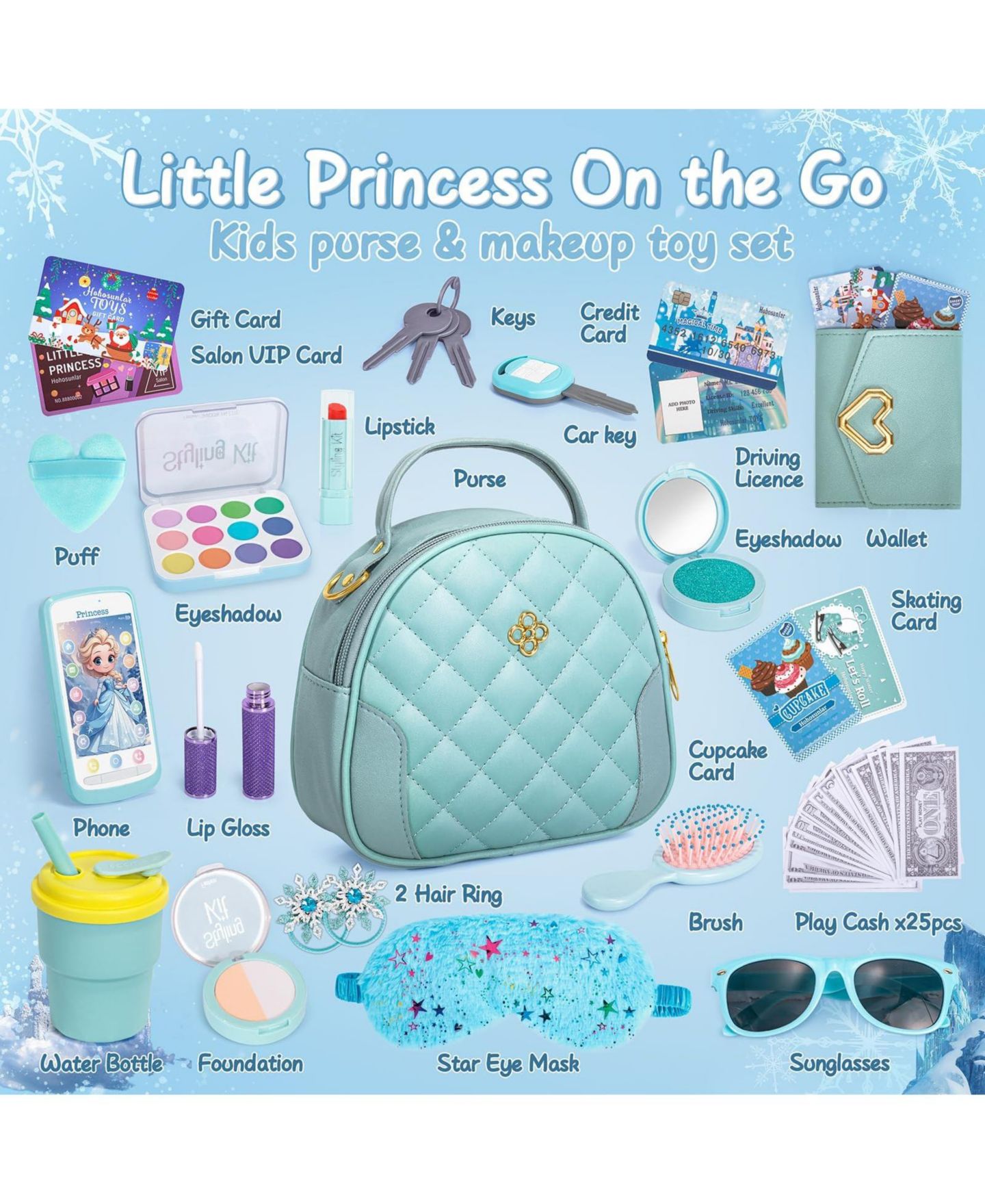 Детские игрушки GNUADZ Makeup Play Purse 48-Piece Set, Ages 5-7, цвет: Синий — фото 2