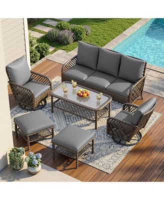 Patio Furniture Set Seats 7 Outdoor Sectional Sofa Couch