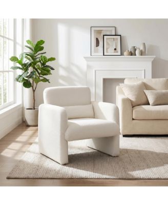 Modern Accent Chair with Chenille Upholstery and Lumbar Pillow - Comfortable Minimalist Seating with Ergonomic for Living Room and Office