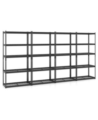 Set of 4 5-Tier Heavy-Duty Metal Shelving Units with Adjustable Wire Racks