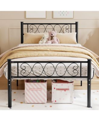 Metal Platform Bed Frame with Headboard and Footboard, Metal Slats, 13.7 Inch Underbed Storage, No Box Spring Needed