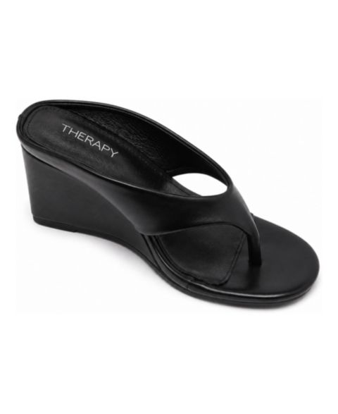 Женские туфли Therapy Australia Sera Round Toe Wedge Thong Heel, цвет: Чёрный гладкий